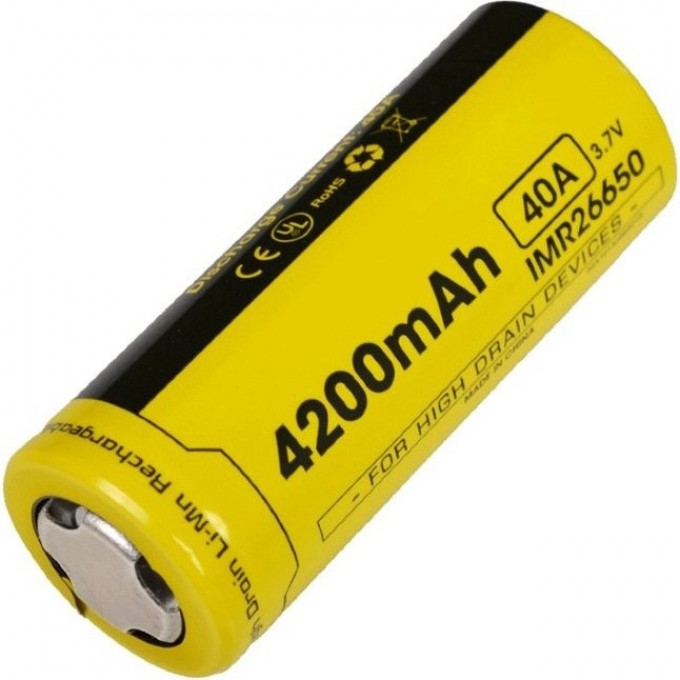Аккумулятор NITECORE IMR NL26650A 3.7v 4200mA 40A FLAT TOP 14534
